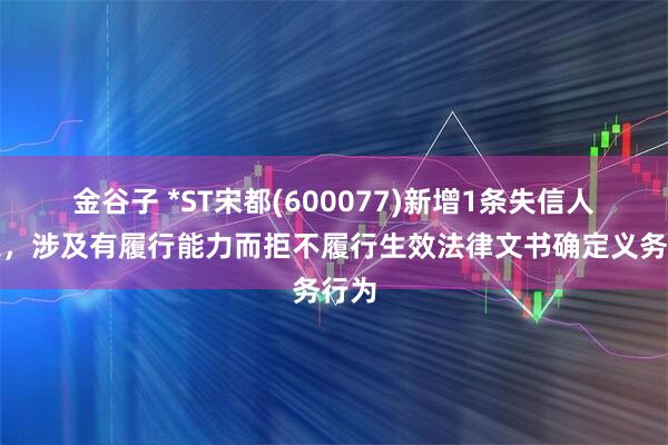 金谷子 *ST宋都(600077)新增1条失信人信息，涉及有履行能力而拒不履行生效法律文书确定义务行为
