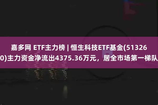 嘉多网 ETF主力榜 | 恒生科技ETF基金(513260)主力资金净流出4375.36万元，居全市场第一梯队